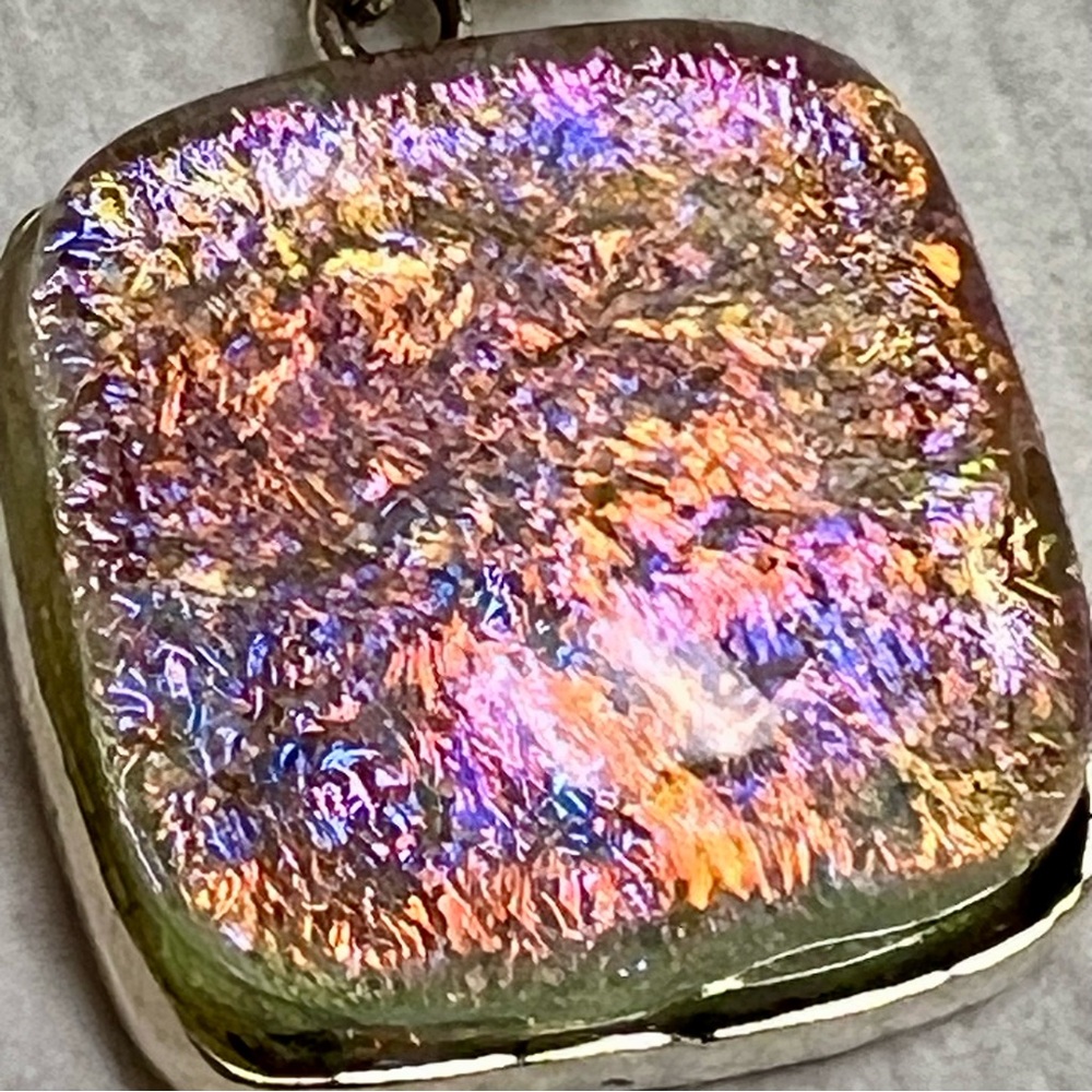 Artisan-made Sterling Silver and Glass Iridescent Earrings - Picture 6 of 14